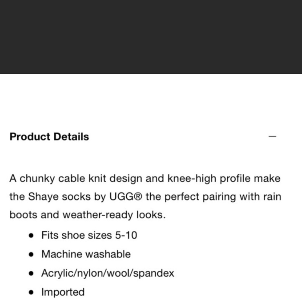 UGG Tall Boot Socks in Cream. Shaye Rain Boot Socks Cable Knit Knee High NEW NIB - Picture 8 of 9